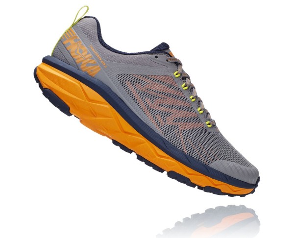 Hoka One One Challenger ATR 5 Mens UK - Grey / Light Gold Trail Running Shoes - QURMZ8219